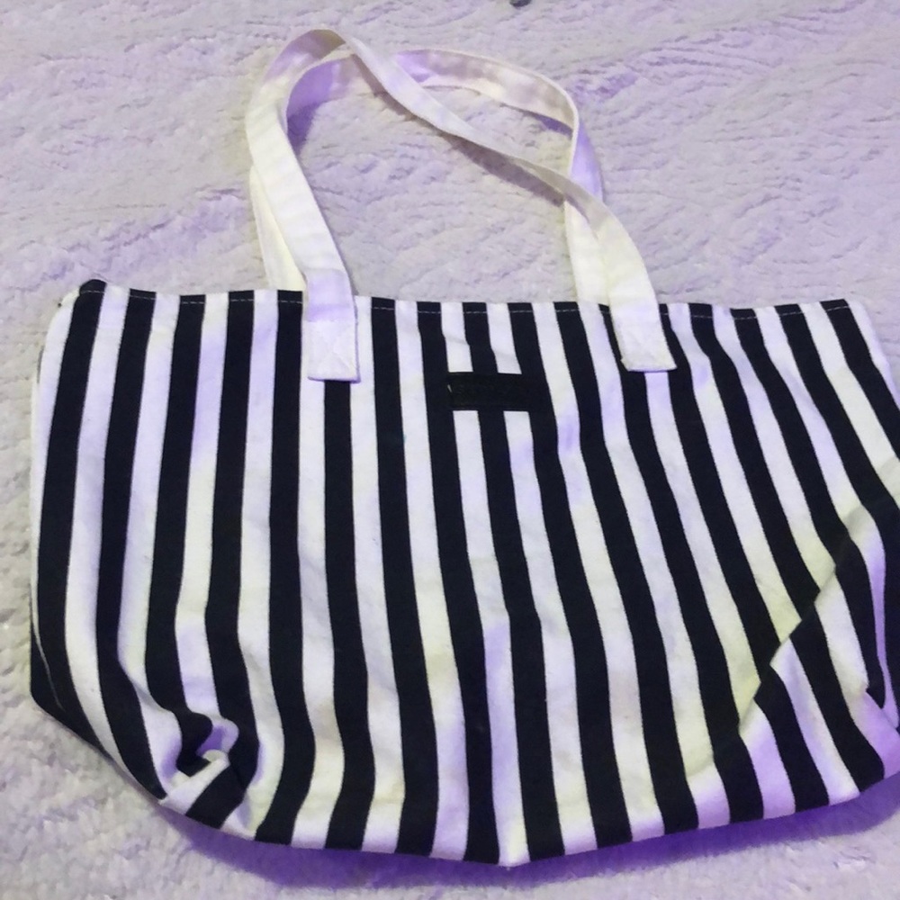 black & white striped bag